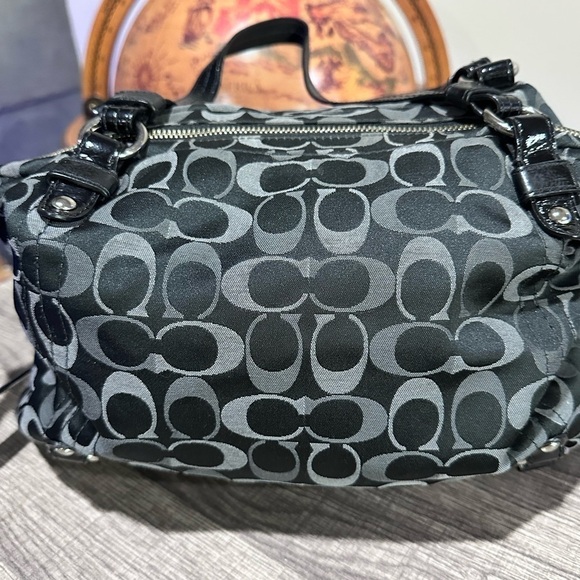 Coach Large Black Denim Purse Bag Tote - Picture 3 of 14